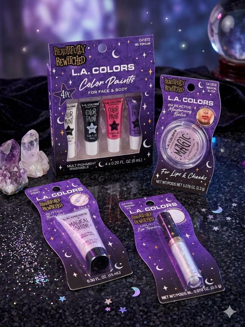 L.A. Colors Beautifully Bewitched Halloween Makeup Lip & Face Shimmer Set